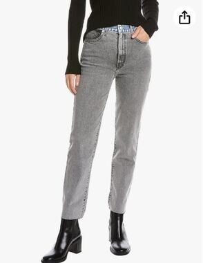 Le Jean Jeans Womens 26 Sabine High Rise Straight Gray Blue Denim Casual Chic